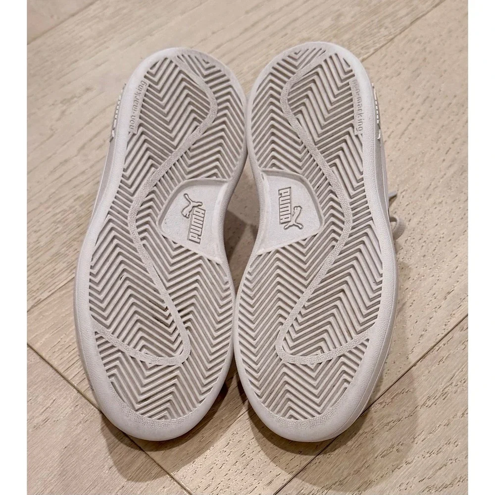 Puma Smash v2 Max Kids Sneakers White Black Low Top Athletic Shoes 373805-02 12C - Picture 3 of 8